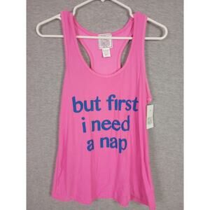Mentally Exhausted Women Sleeveless Pajama Shirt Tank Top Small Pink Need A Nap